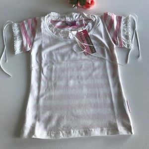 ( 3 for 20) NWT - Short Sleeve Tshirt Pink Striped White - size  8